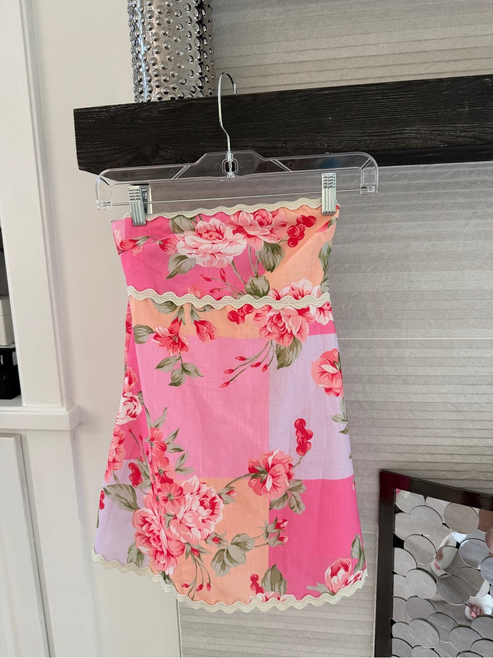 Altar'd State Pink Floral Strapless Mini Dress